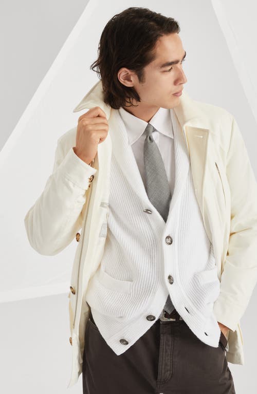 Brunello Cucinelli Water-resistant Belted Parka Jacket In Off-white