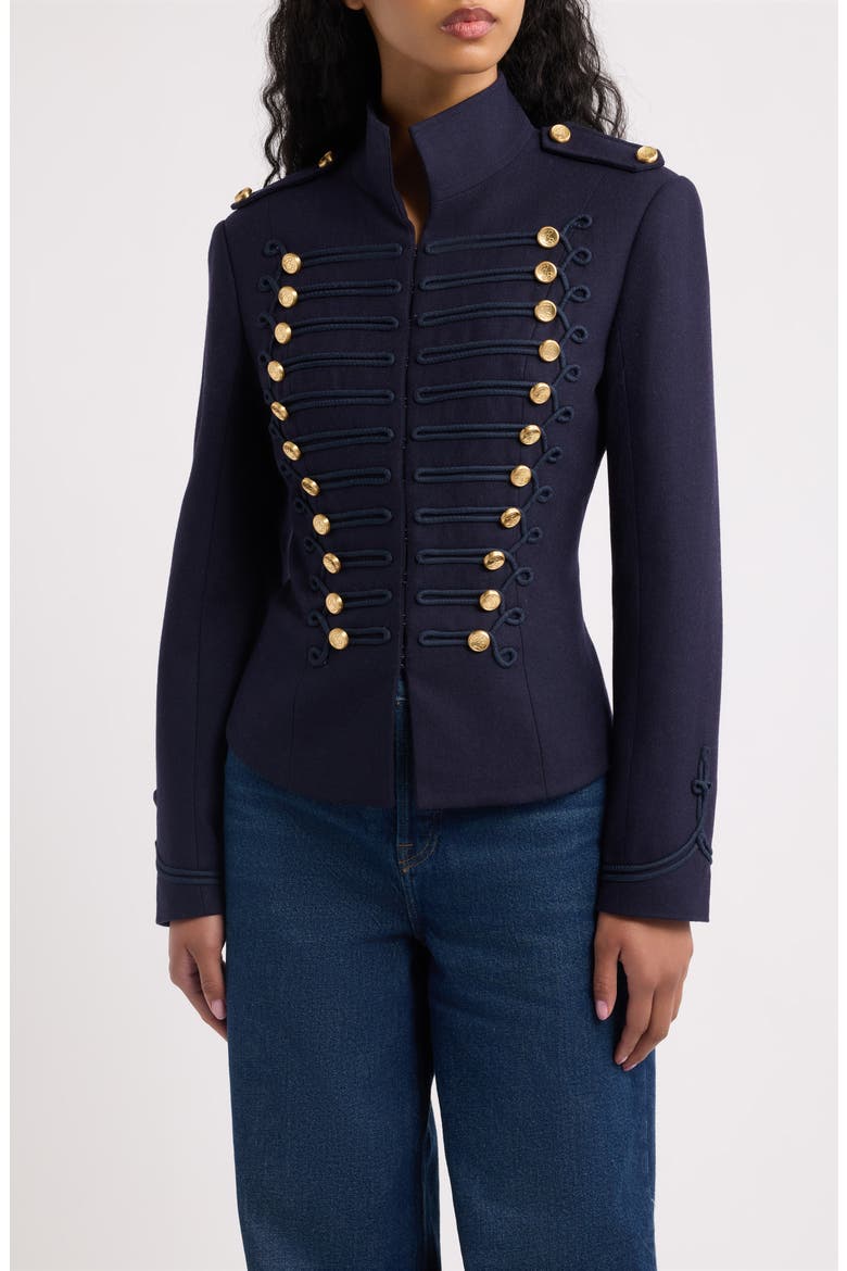Napoleon Military Wool Blend Jacket, Main, color, NAVY