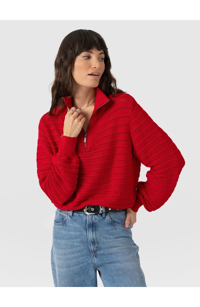 Saint + Sofia Ester Quarter Zip Knit, Alternate, color, Red