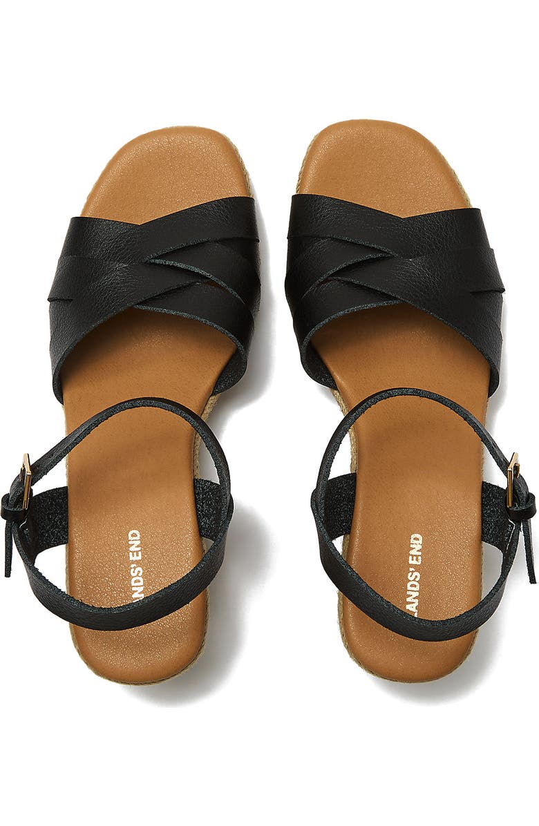 Lands' End Espadrille Wedge Sandals, Alternate, color, Black