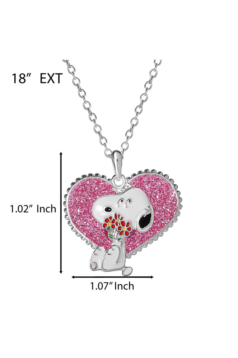 Snoopy Heart Flowers Valentine's Day Pendant, Alternate, color, Silver