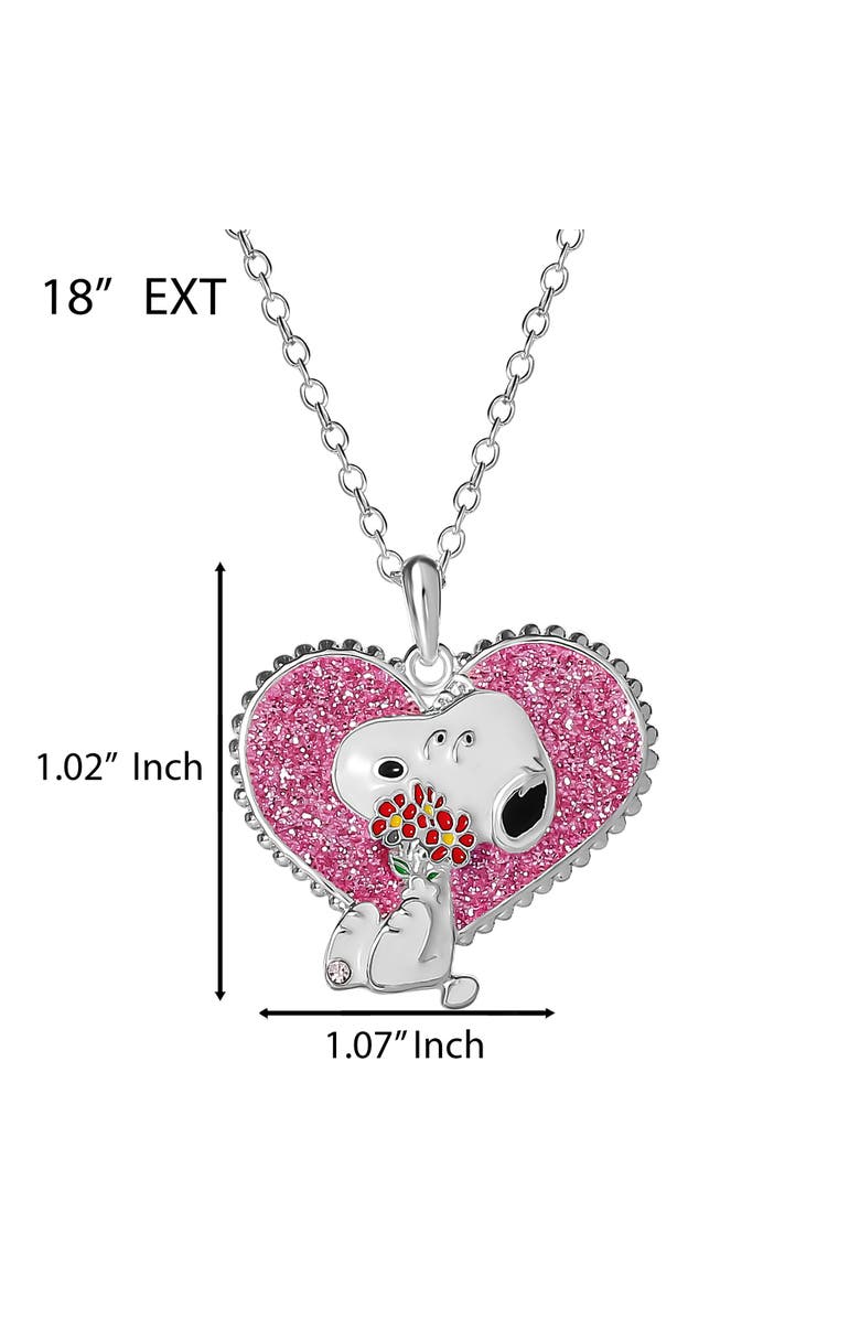 PEANUTS Snoopy Heart Flowers Valentine's Day Pendant, Alternate, color, Silver