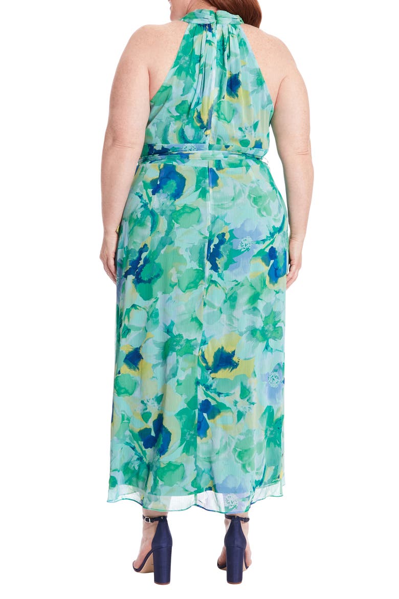 Floral Sleeveless Chiffon Maxi Dress, Alternate, color, PERI GREEN