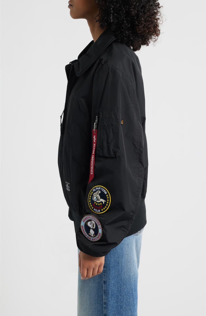 Alpha Industries Patch Detail Relaxed Fit Flight Jacket, Alternate, color, Black