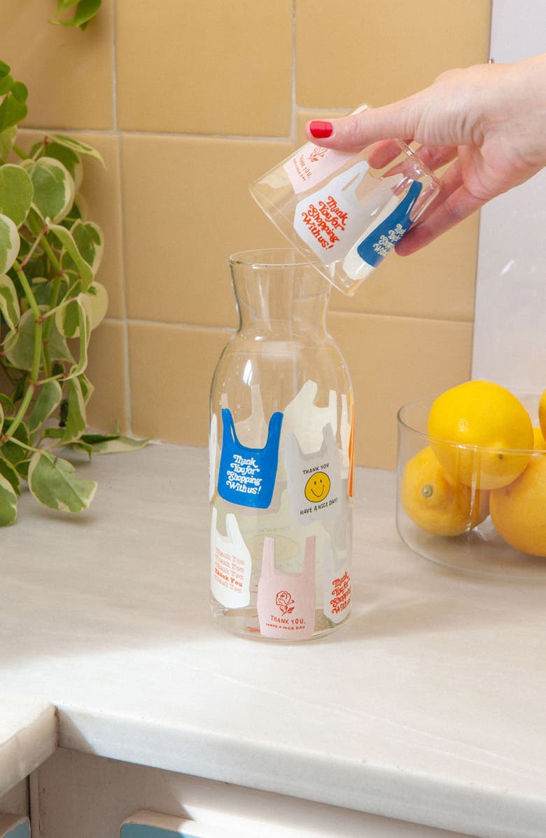 doiy Thank You Bag Painted Glass Jar & Cup Set, Alternate, color, White Multi