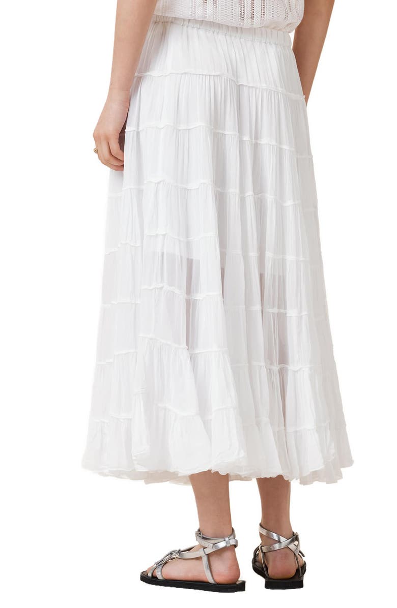 AllSaints Eva Tiered Midi Skirt, Alternate, color, Chalk White