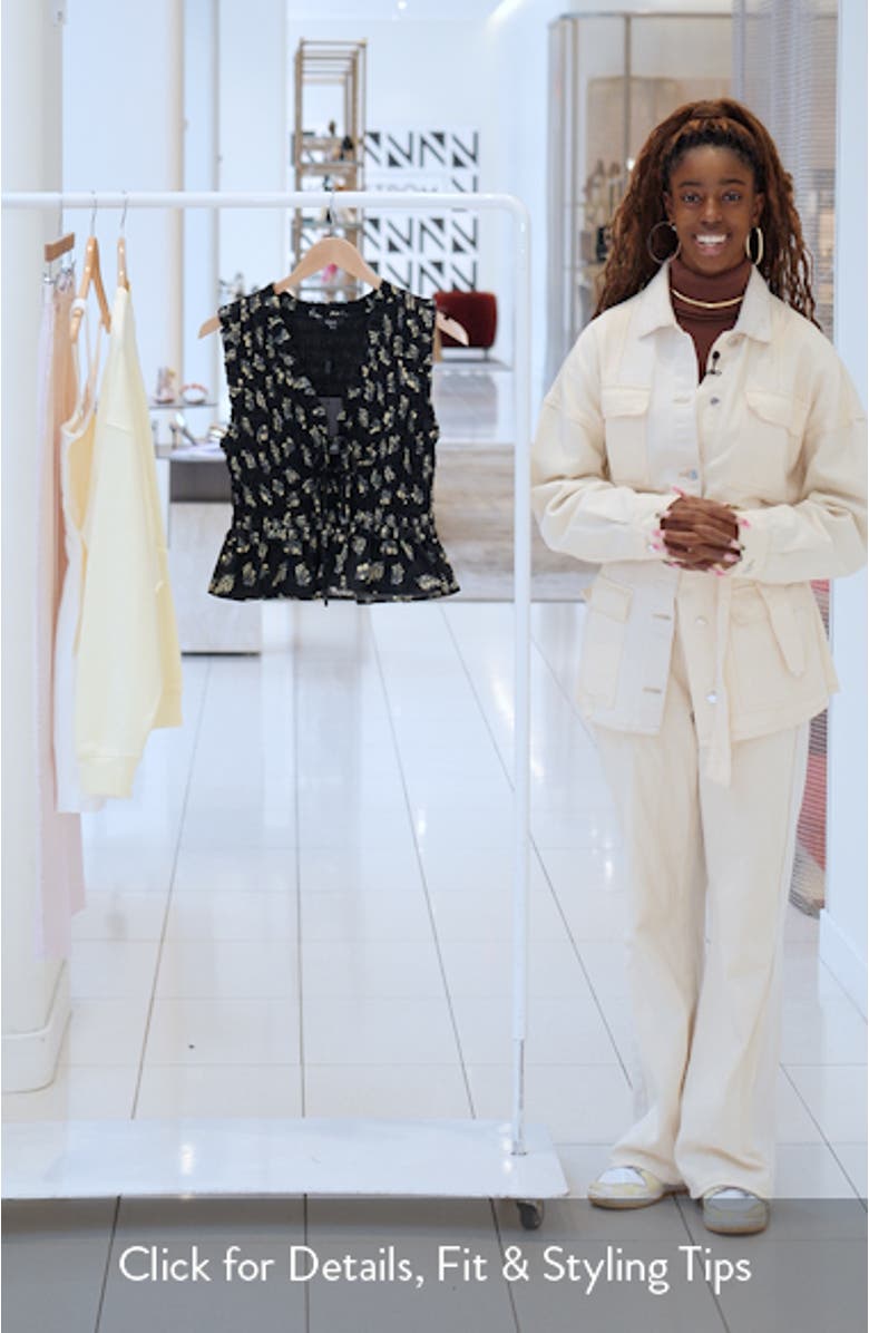 Martine Floral Smocked Ruffle Crop Top, sales video thumbnail