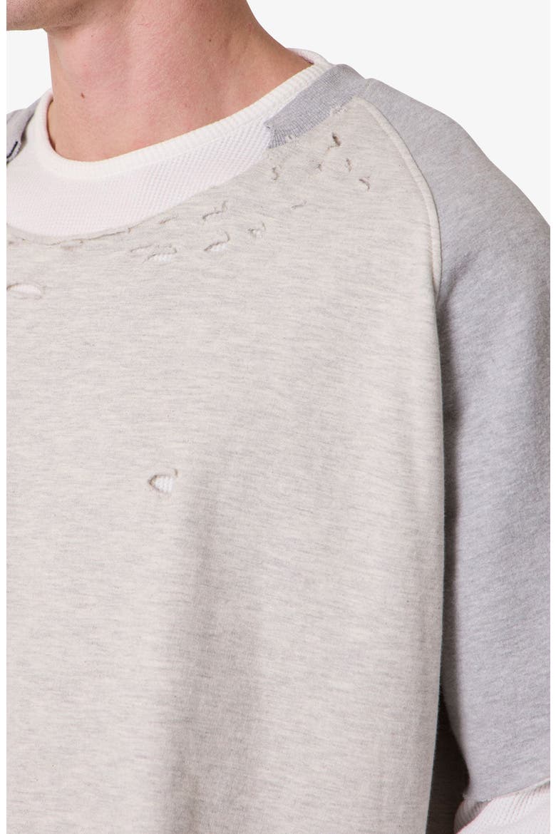 Layered Look Distressed Sweatshirt, Alternate, color, HEATHER GREY