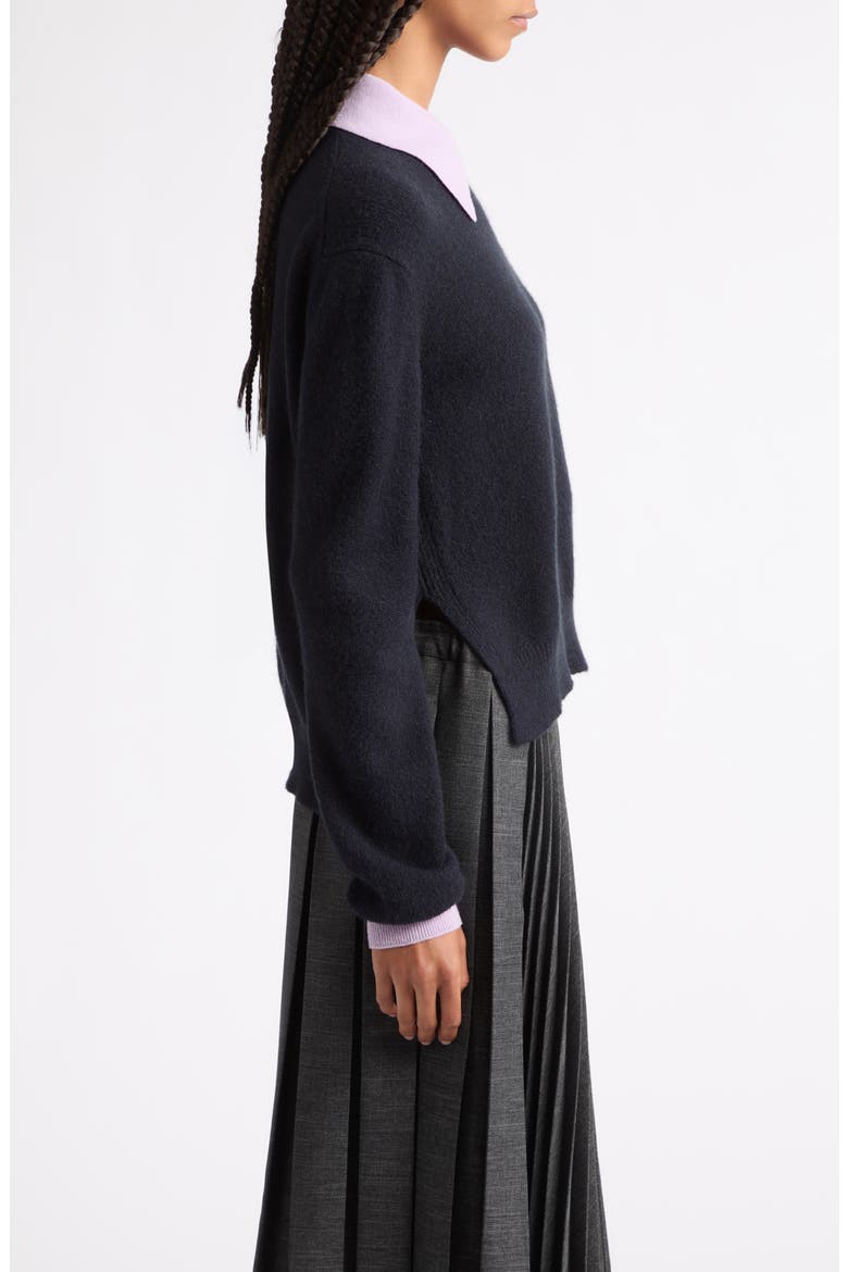 Crewneck Wool and Camel Hair Sweater, Alternate, color, BLUE LILAC