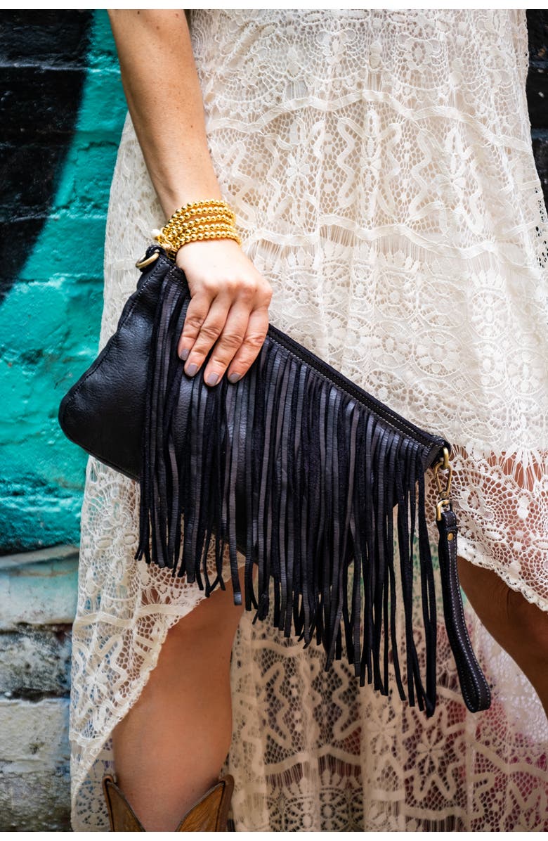 Bolsa Nova Handbags Fringe Crossbody, Alternate, color, Black