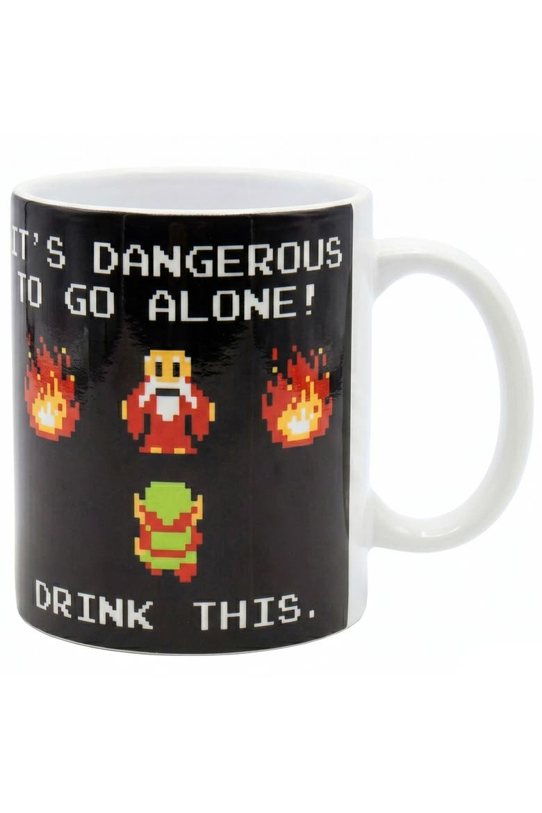 11 oz The Legend of Zelda Drink This Ceramic Mug, Main, color, Black