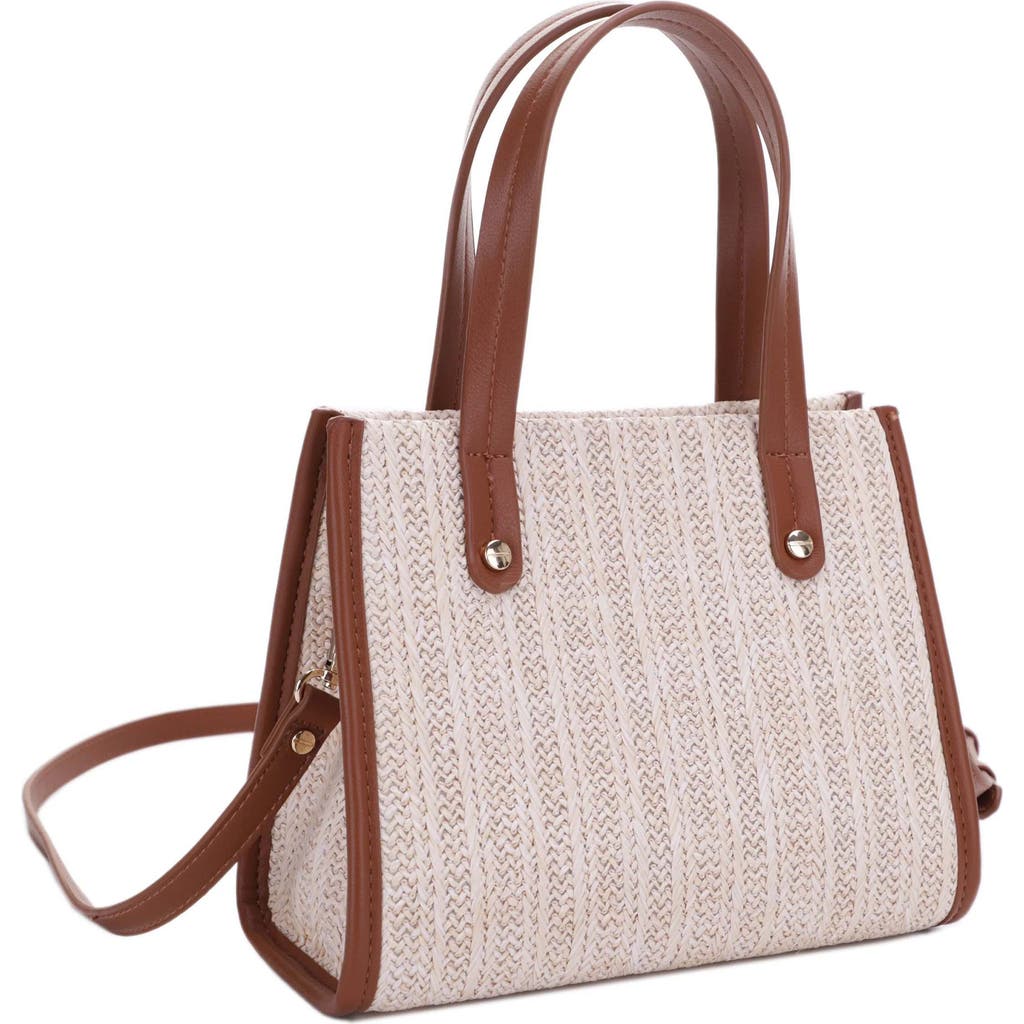 Emperia Annabelle Mini Straw Satchel In Natural/cognac