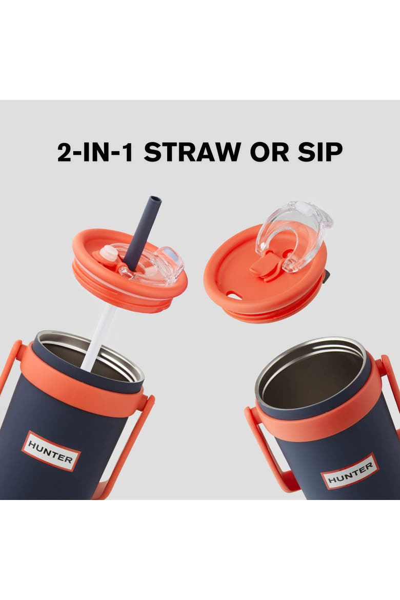 SwiftSip Hydration Stainless Steel Screw Top Tumbler with Flip Carry Handle, Alternate, color, Dress Blue
