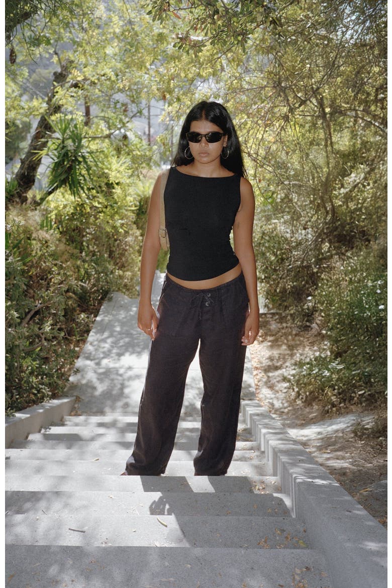 Linen Pants, Alternate, color, Black