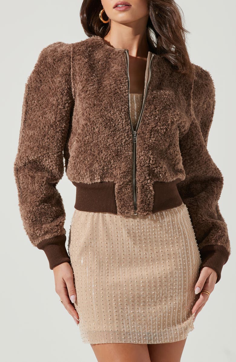 ASTR the Label Stacy Faux Shearling Crop Jacket, Main, color,