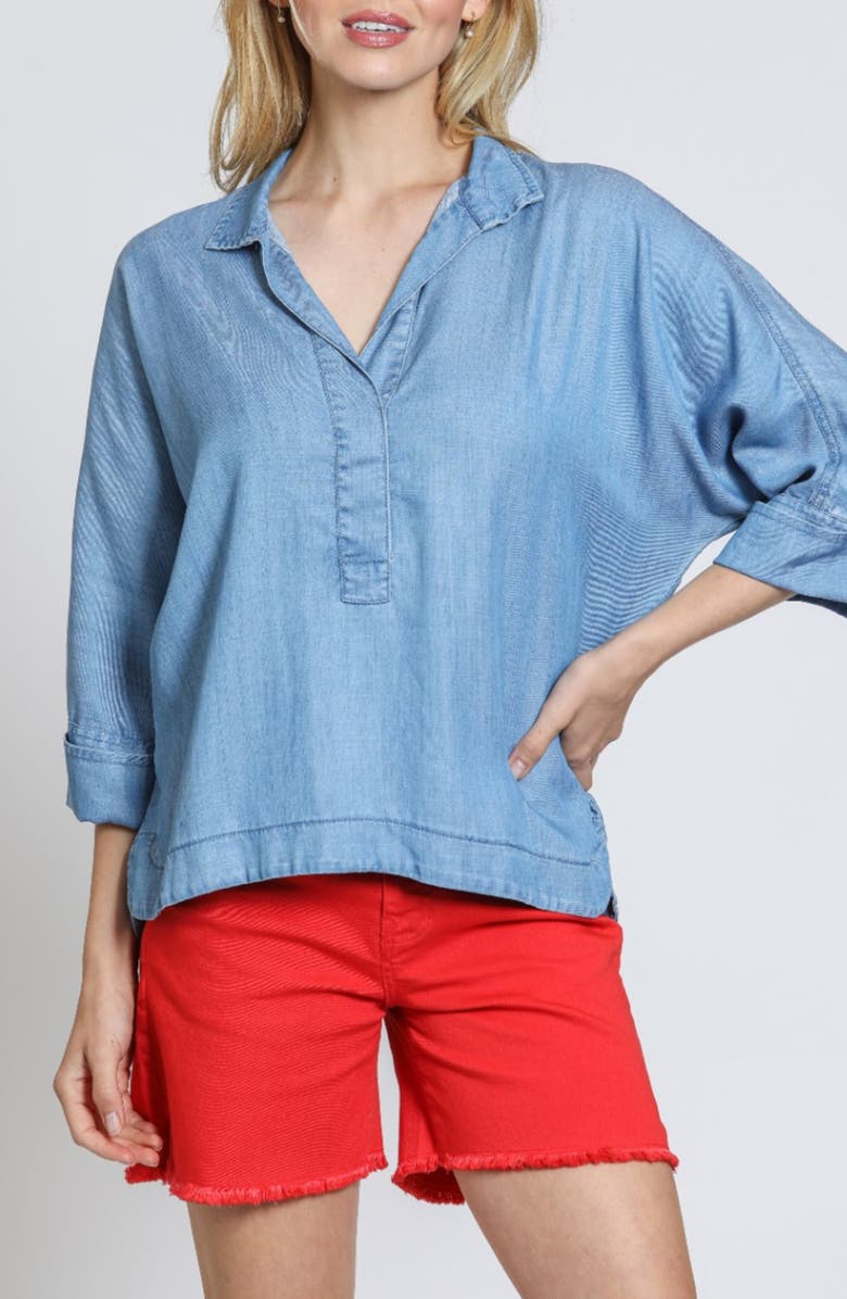 APNY High-Low Shirt, Main, color, Light Indigo