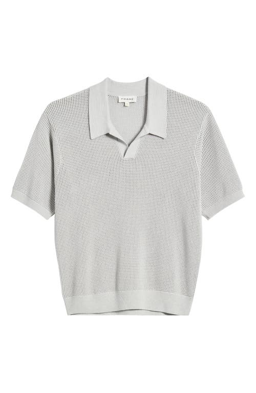 Frame Open Knit Polo Sweater In Grey Blue