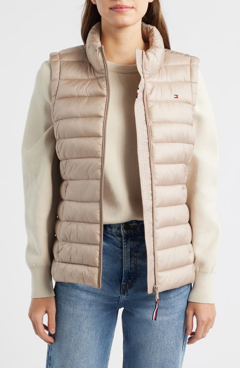 Tommy Hilfiger Quilted Packable Vest, Alternate, color, Champagne