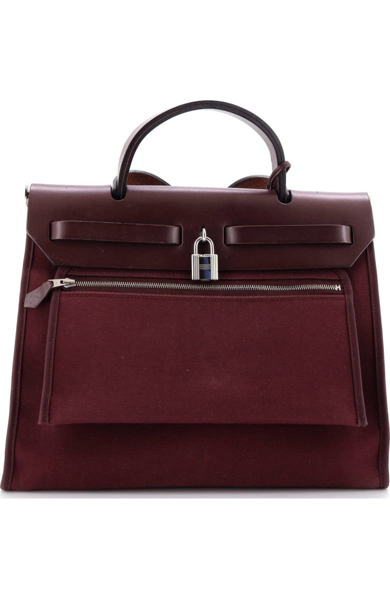 Pre-Owned Hermes Herbag Zip Leather and Toile 31, Alternate, color, Bordeaux