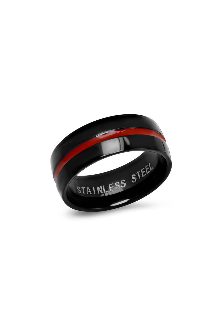 Stainless Steel Band Ring, Main, color, BLACK