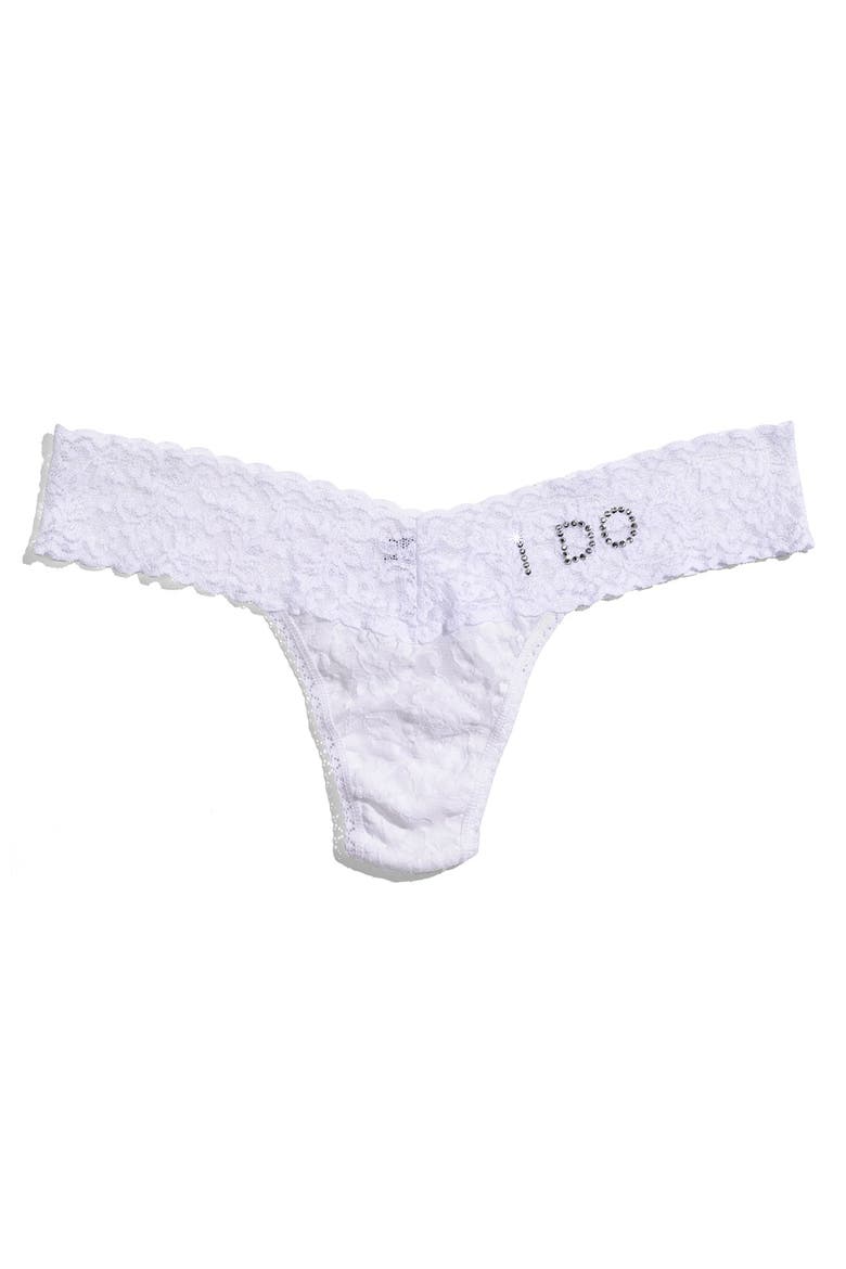I Do Swarovski Crystal Low Rise Thong, Alternate, color, WHITE