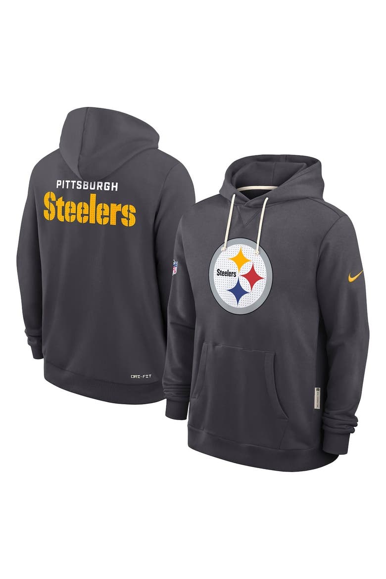 Men's Nike Anthracite Pittsburgh Steelers Sideline Standard Issue Initial Home Dri-FIT Hoodie, Alternate, color, Anthracite