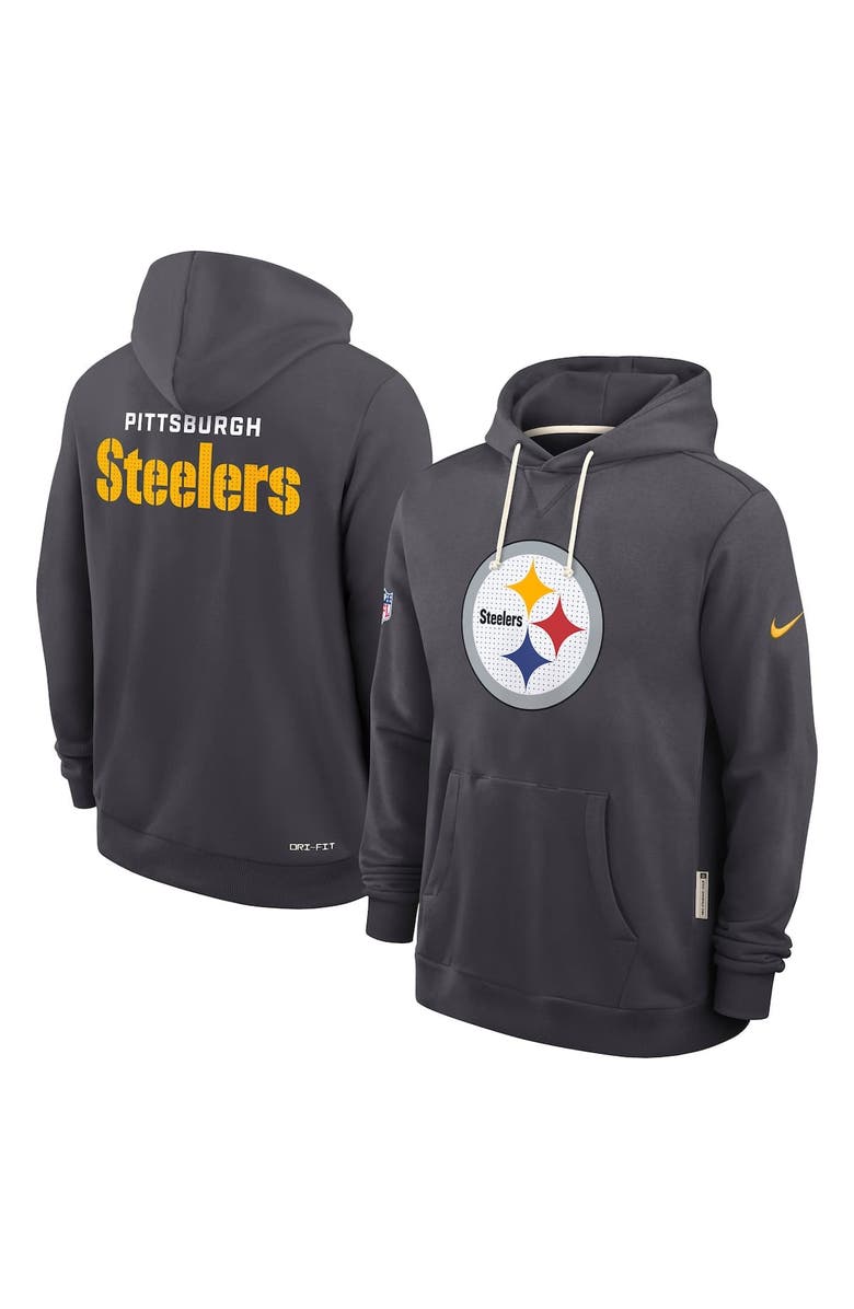 Nike Men's Nike Anthracite Pittsburgh Steelers Sideline Standard Issue Initial Home Dri-FIT Hoodie, Alternate, color, Anthracite