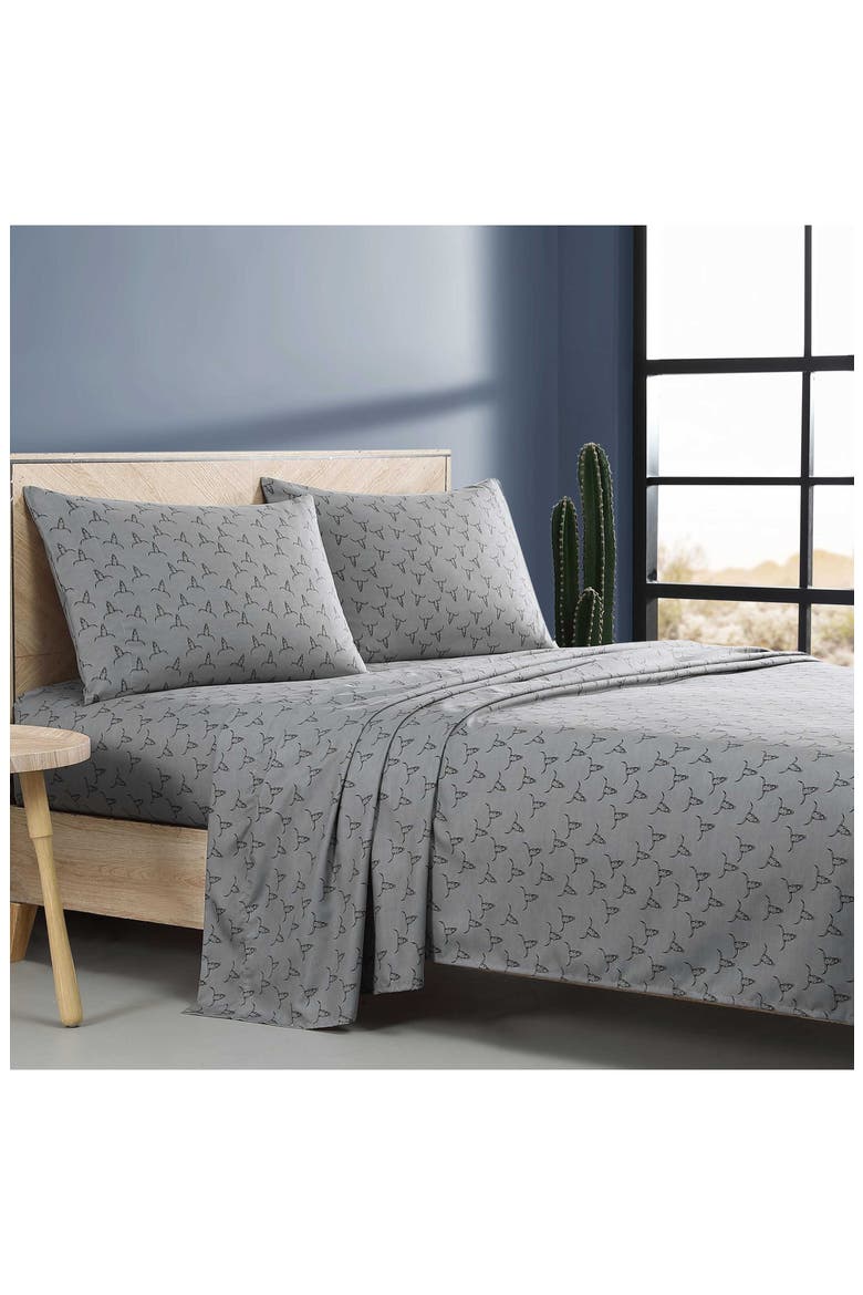 Steer Skulls Sheet Set, Alternate, color, DARK GREY
