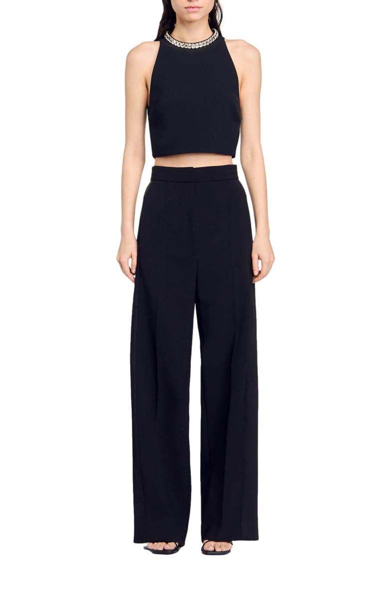 SANDRO Rhinestone crop top, Alternate, color, 