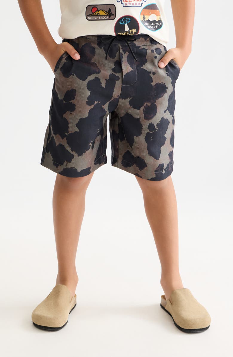 Scotch & Soda Kids' Regular Fit Shorts, Alternate, color, Painterly Animal Olive Night
