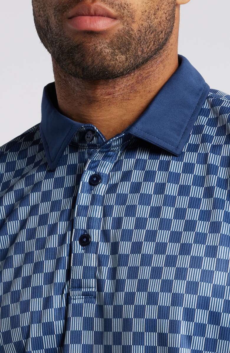 Swannies Gunnar Check Print Golf Polo, Alternate, color, Navy