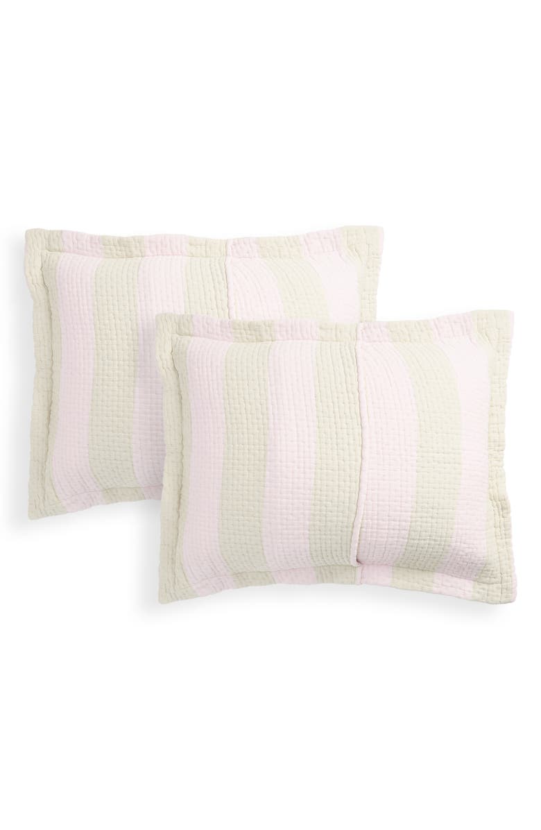 Dusen Dusen Set of 2 Warm Stripe Cotton Matelassé Shams, Alternate, color, 