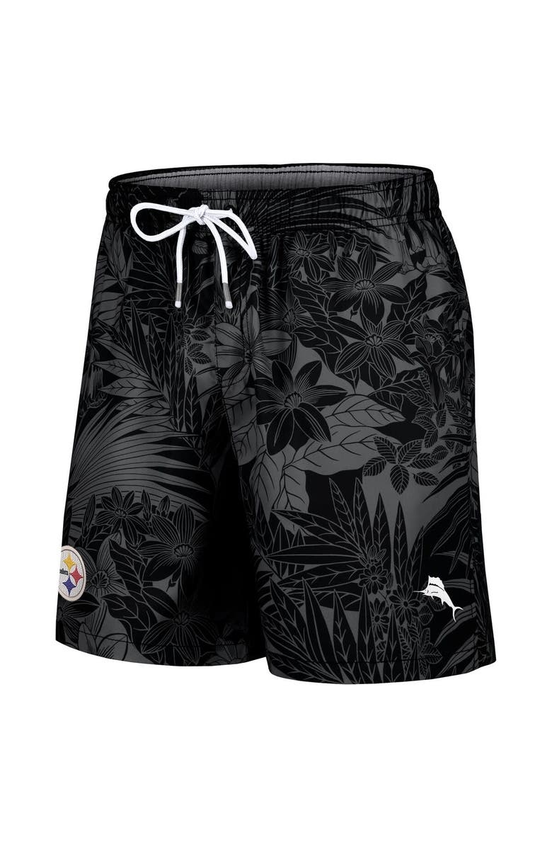 Tommy Bahama Men's Tommy Bahama Black Pittsburgh Steelers Santiago Palms Board Shorts, Alternate, color, 