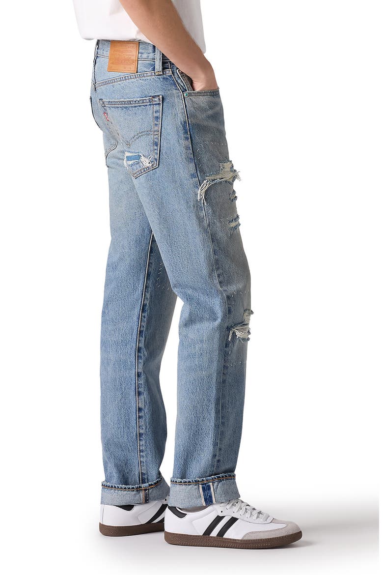 501® Original Straight Leg Selvedge Jeans, Alternate, color, TURQUOISE RIVET DX SELV