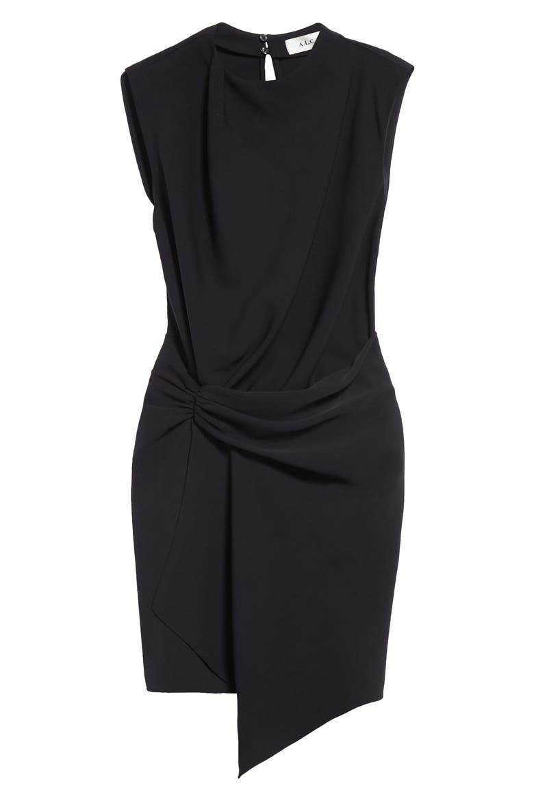 Dion Asymmetric Hem Dress, Alternate, color, BLACK
