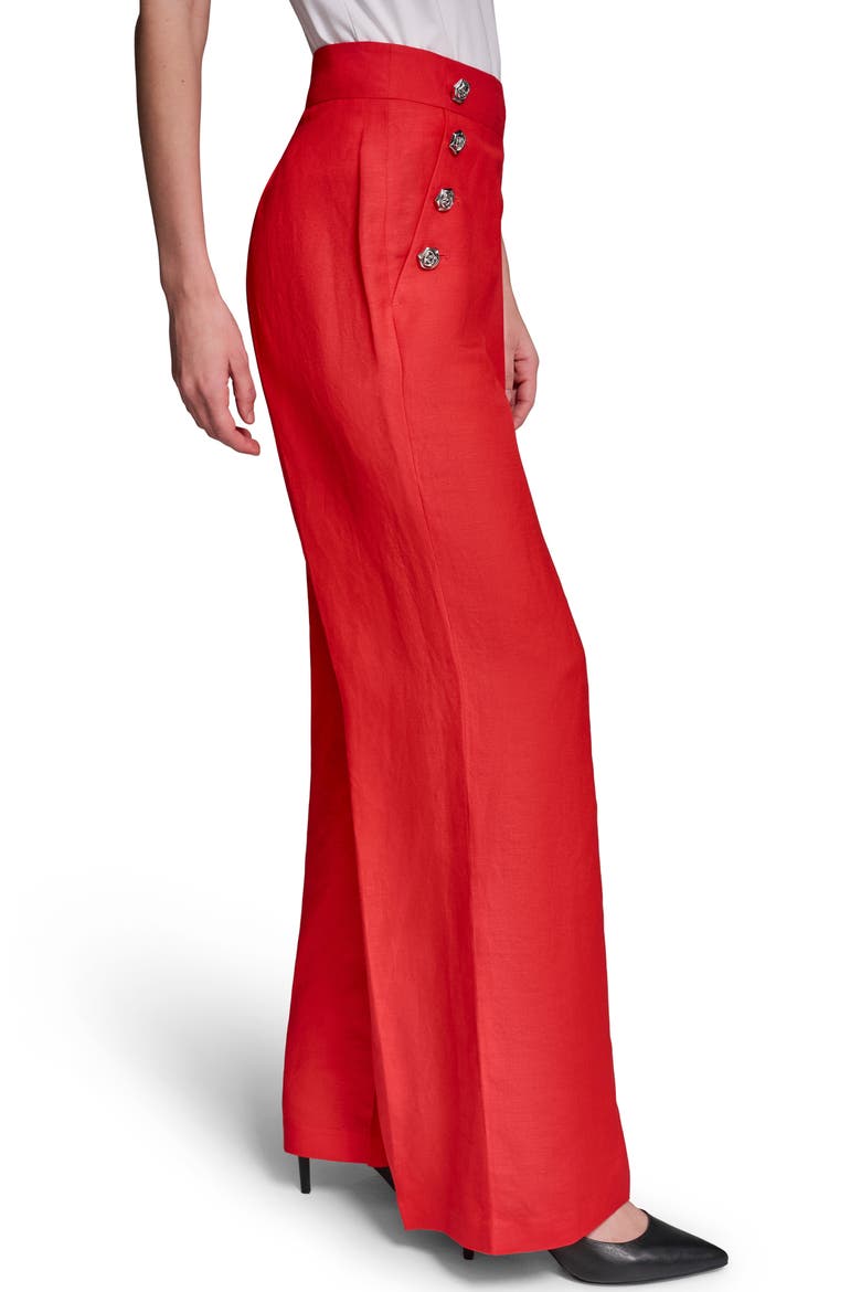 Linen Blend Sailor Pants, Alternate, color, APPLE RED