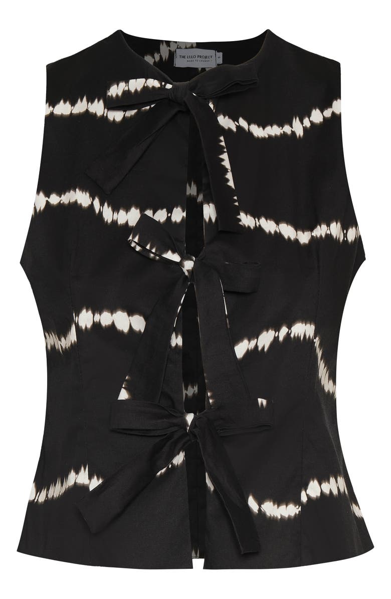 The Lulo Project Cliff Tie Dye Cotton Tie Front Top, Alternate, color, Black Waves