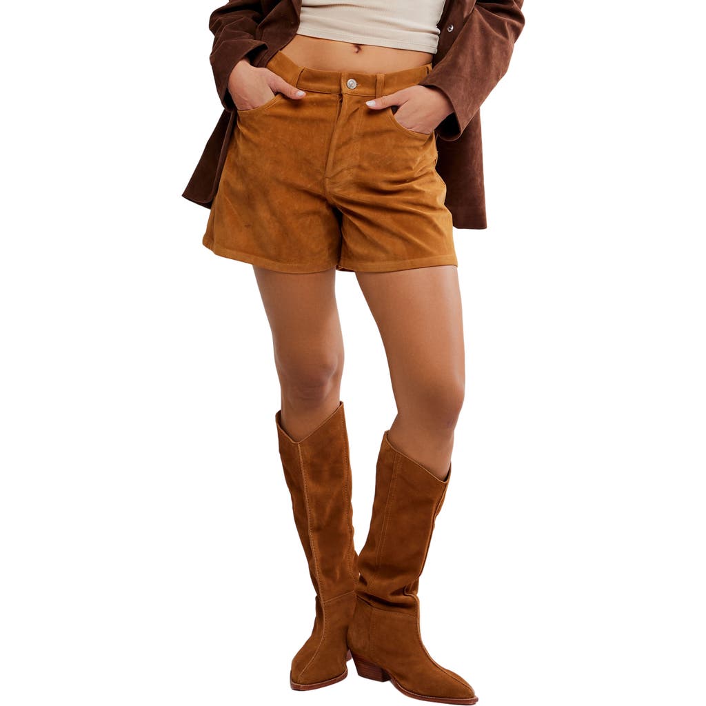 Free People Tippi Faux Suede Shorts In Brown