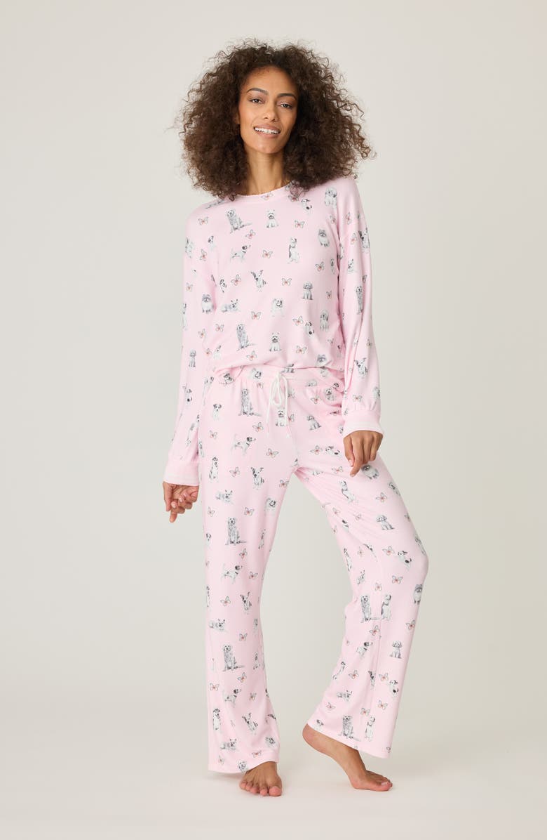 PJ Salvage Butterfly Long Sleeve Pajama Top, Alternate, color, Pink Tint