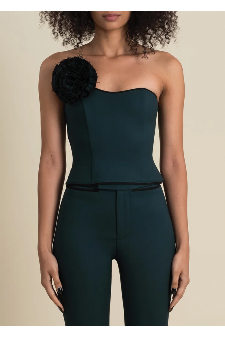 Helix Form-Fitting Stretch Wool Top, Main, color, Emerald & Black