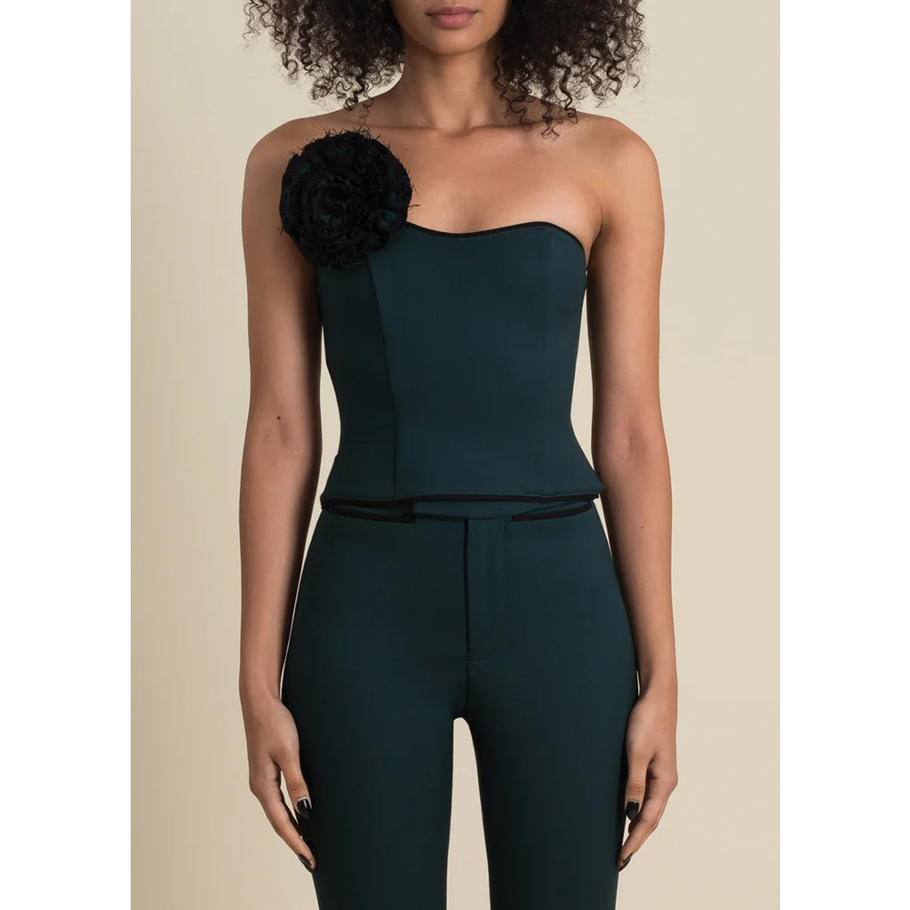 Contessa Mills Helix Form-fitting Stretch Wool Top In Black