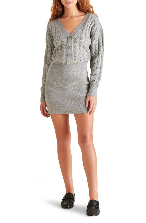 Luciana Mixed Stitch Long Sleeve Sweater Dress