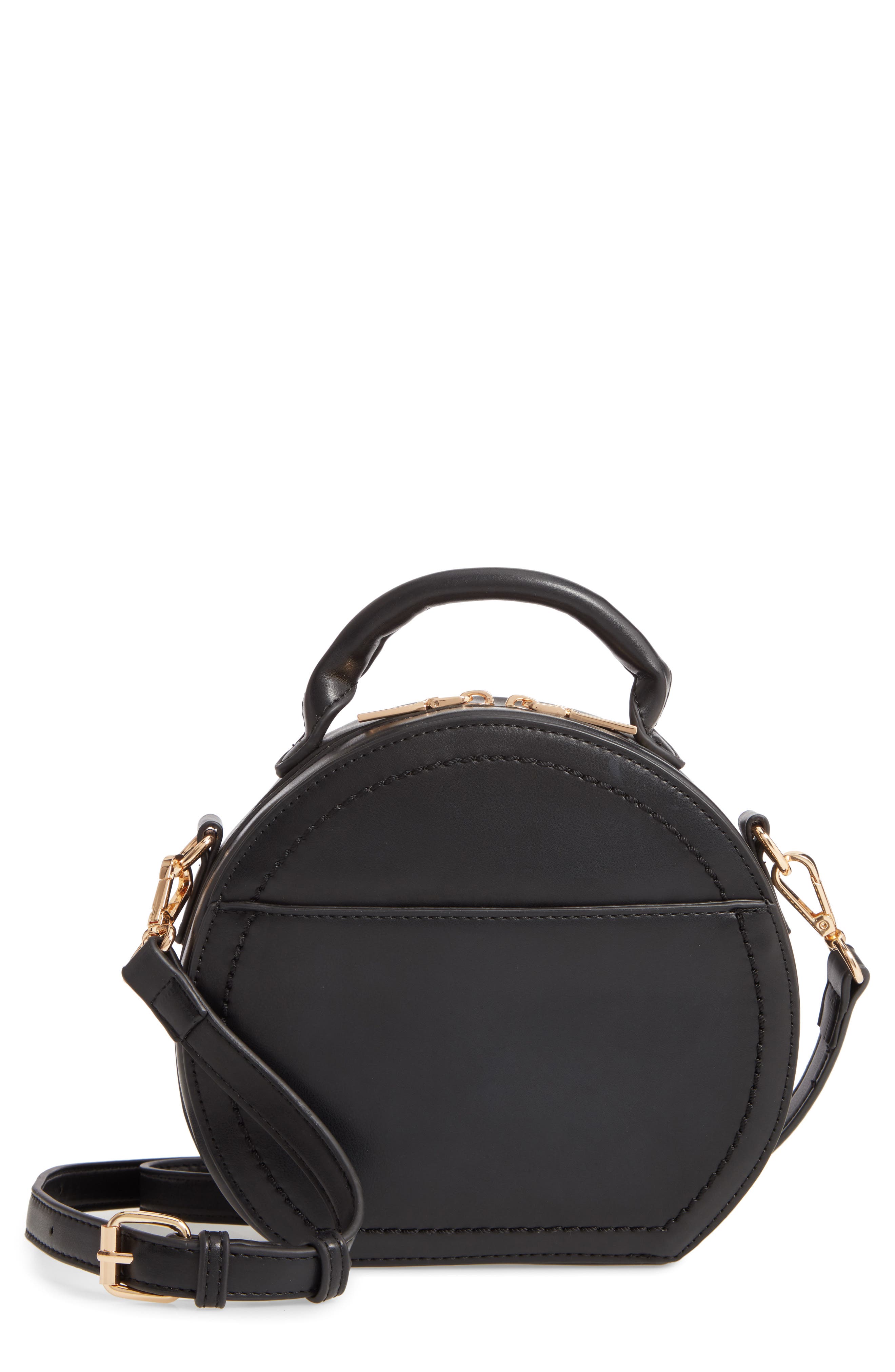 Sole Society Glyso Round Faux Leather Crossbody Bag, Main, color, 