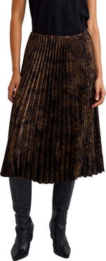 Bella Dahl Metallic Leopard Print Pleated Skirt