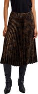 Bella Dahl Metallic Leopard Print Pleated Skirt