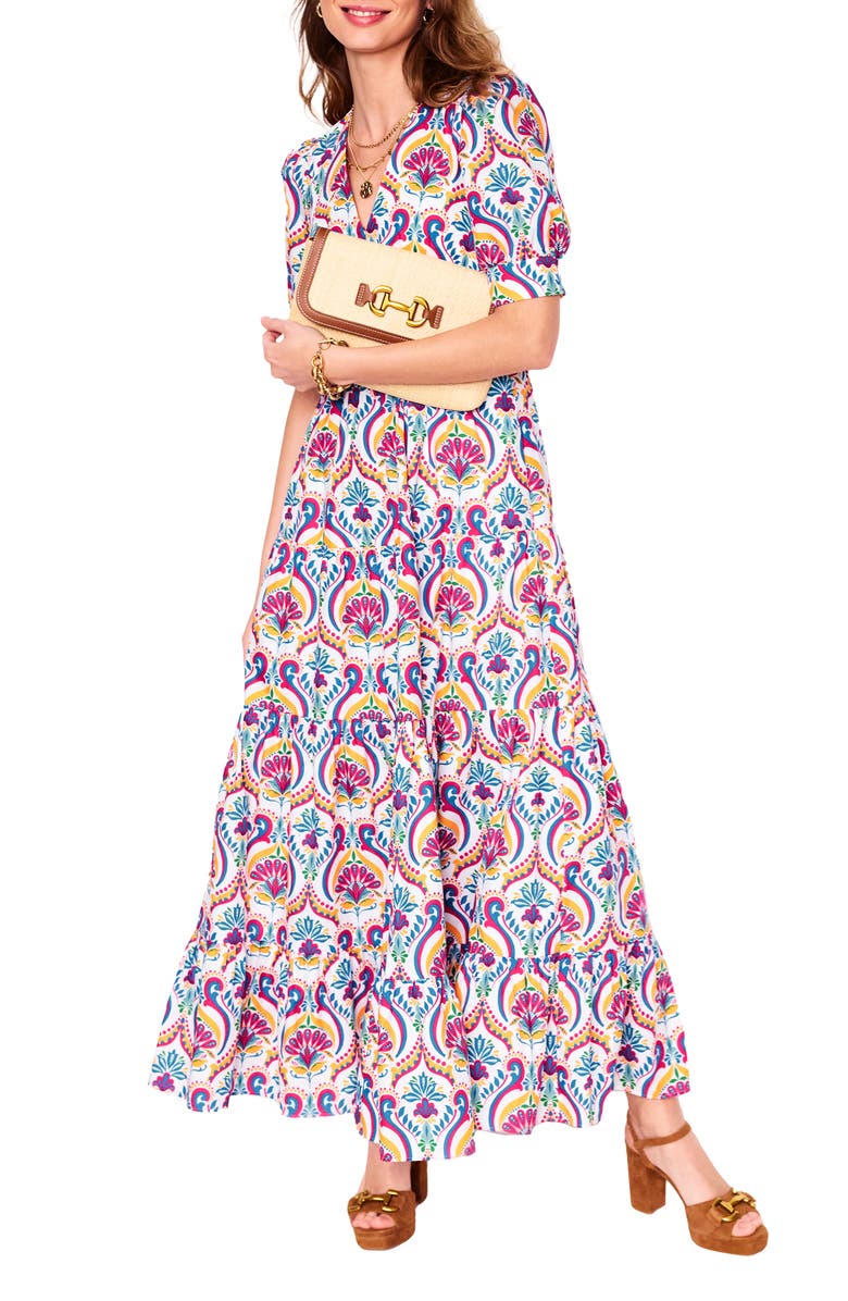 Boden Bella Puff Sleeve Tiered Maxi Sundress, Main, color, 