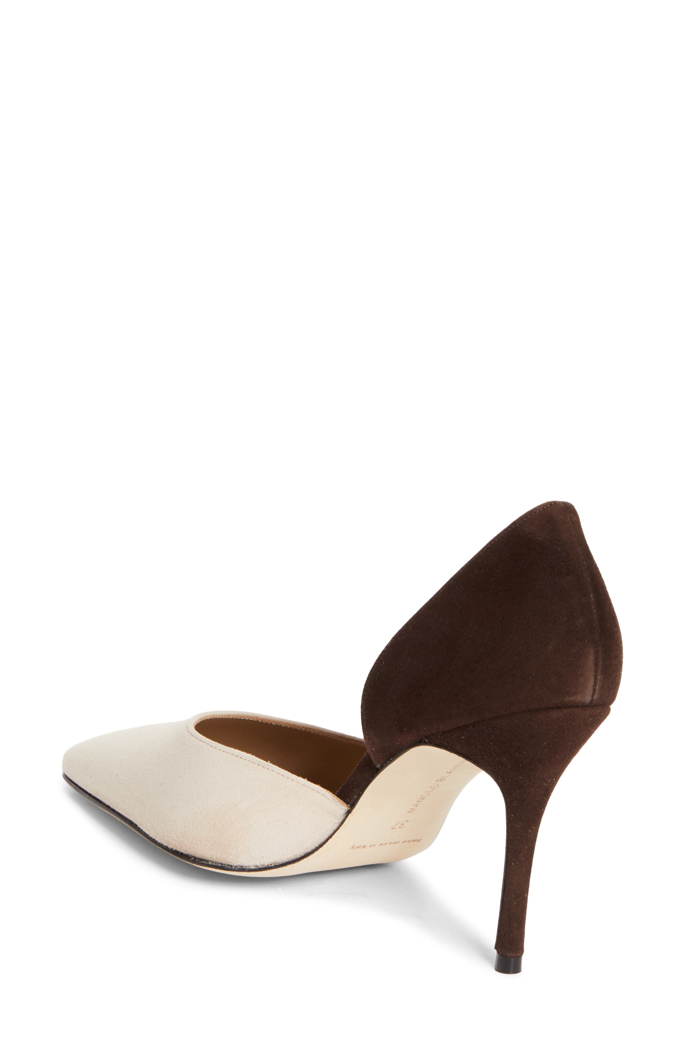 Manolo Blahnik Taylerbinu d'Orsay Pump, Alternate, color, Light Beige/ Dark Brown