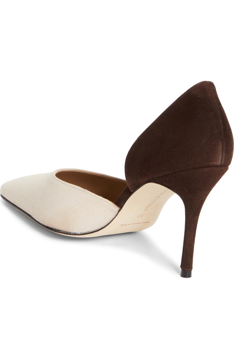 Manolo Blahnik Taylerbinu d'Orsay Pump, Alternate, color, Light Beige/ Dark Brown