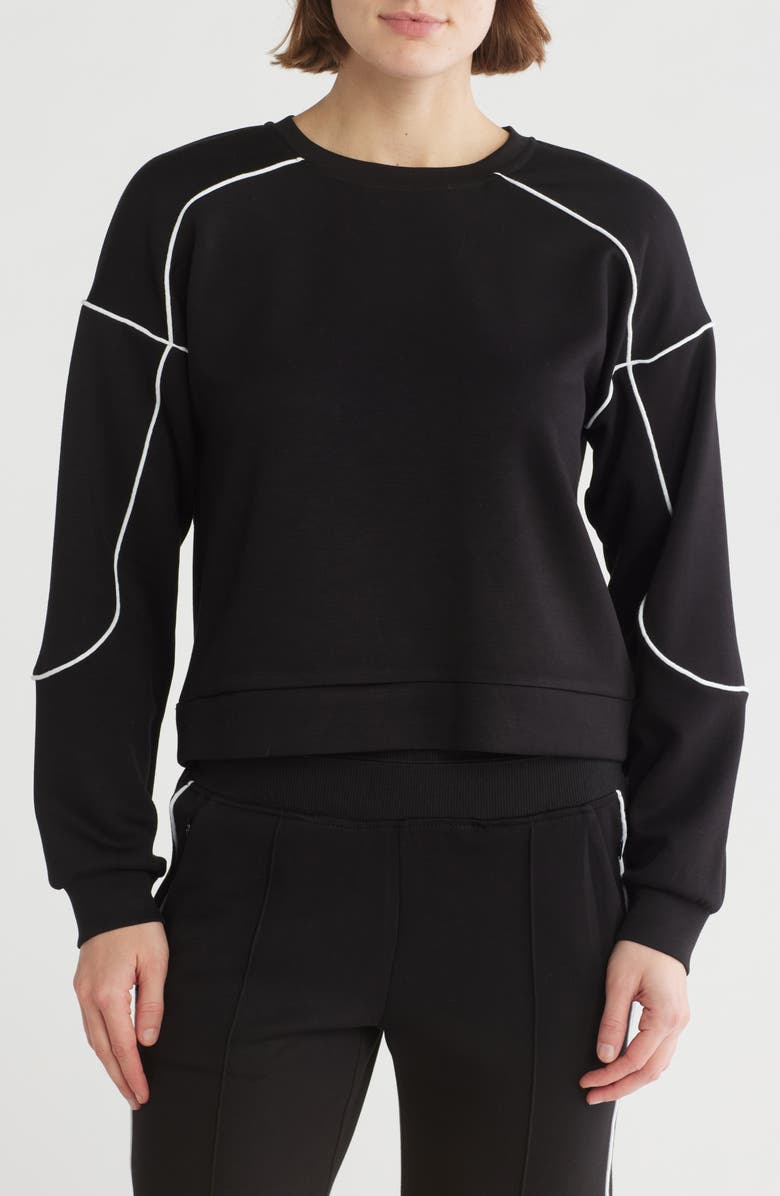 Jessica Simpson Contrast Piping Soft Luxe Sweatshirt, Main, color, 