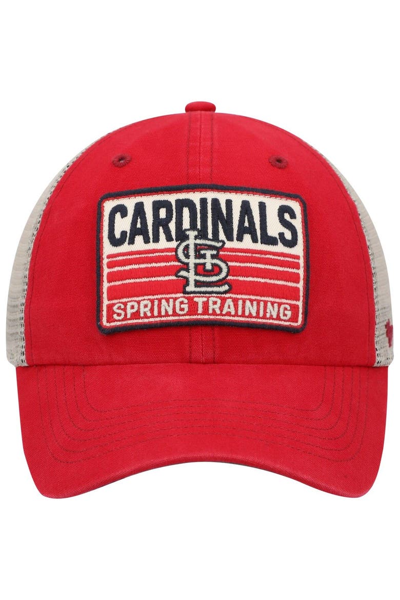 Men's '47 Red/Tan St. Louis Cardinals Four Stroke Clean Up Trucker Snapback Hat, Alternate, color, Red